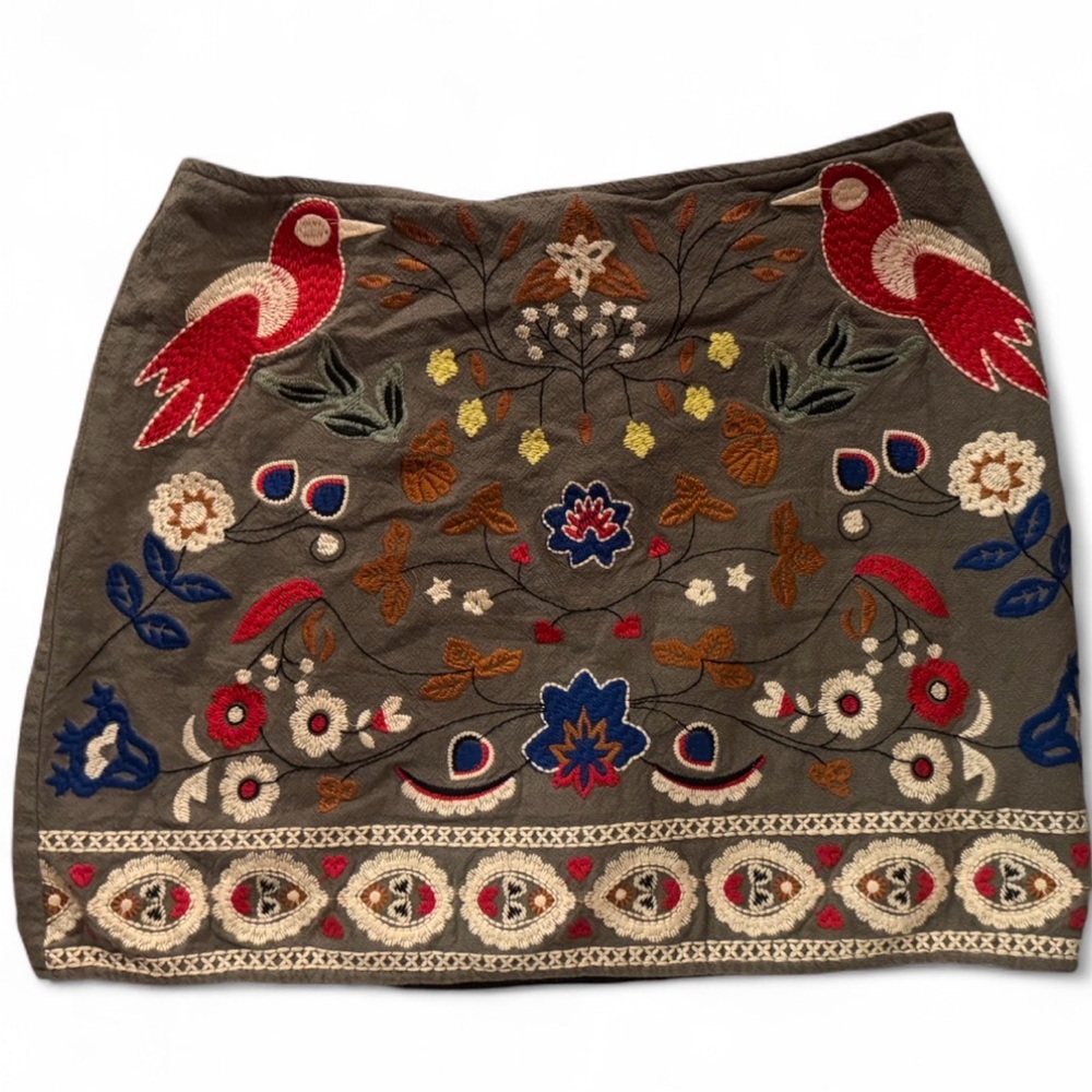 Embroidered Bird Mini Skirt – Size S - Picture 1 of 4
